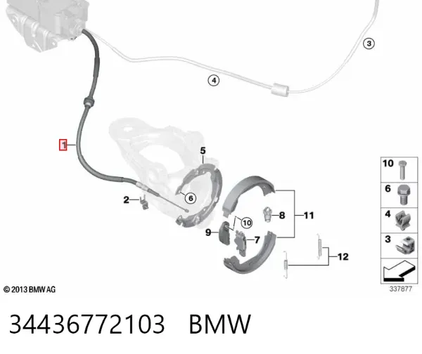 Cabo do freio de estacionamento traseiro esquerdo 34436772103 BMW