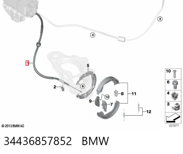 Cabo do freio de estacionamento traseiro esquerdo 34436857852 BMW