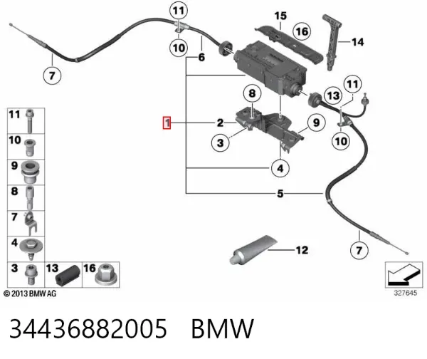 Acionamento elétrico do freio de estacionamento 34436882005 BMW