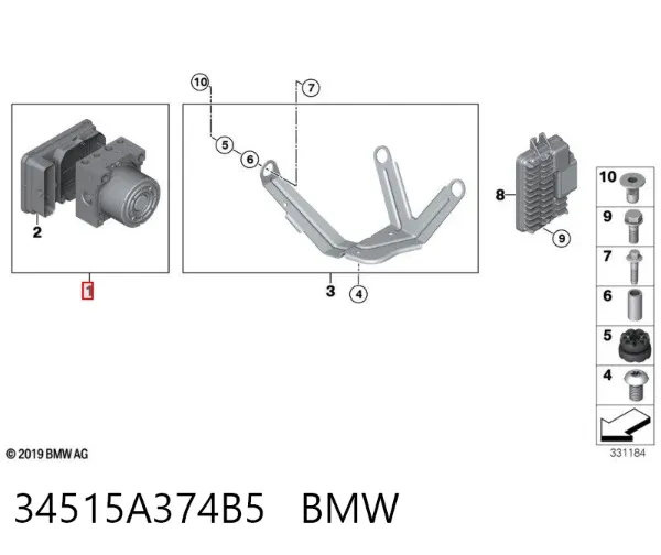 Unidade hidráulico de controlo ABS 34515A374B5 BMW