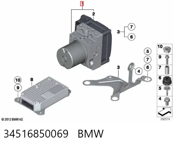 Unidade hidráulico de controlo ABS 34516850069 BMW