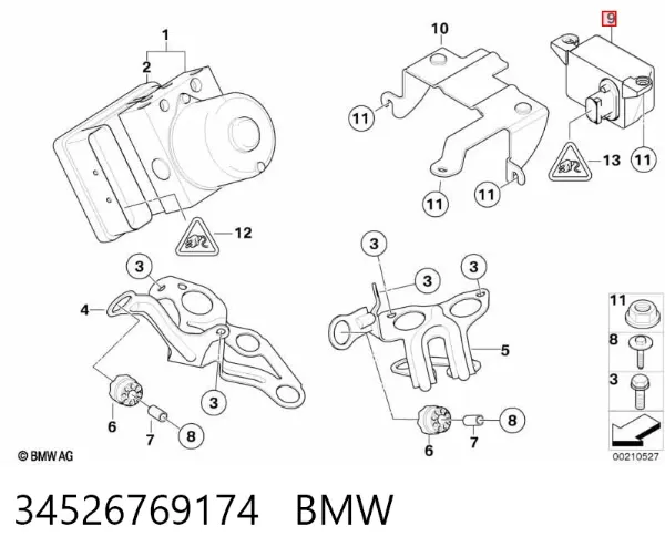Sensor de aceleração longitudinal 34526769174 BMW