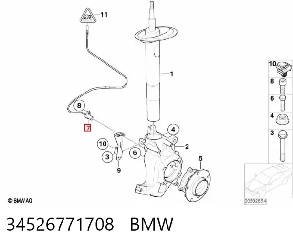 Sensor dianteiro de ABS 34526771708 BMW