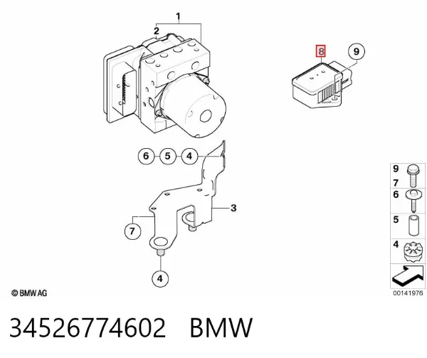 Sensor de aceleração longitudinal 34526774602 BMW