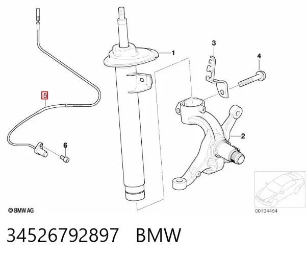 Sensor ABS dianteiro esquerdo 34526792897 BMW