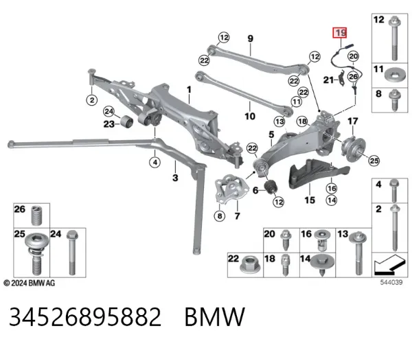 Sensor ABS traseiro 34526895882 BMW