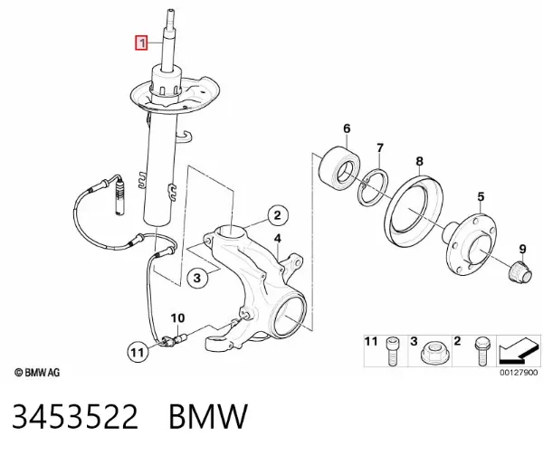 Amortecedor dianteiro direito 3453522 BMW