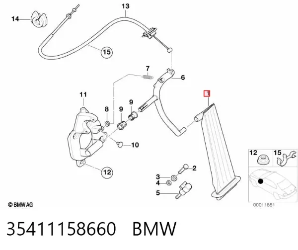 Pedal de gás (de acelerador) 35411158660 BMW