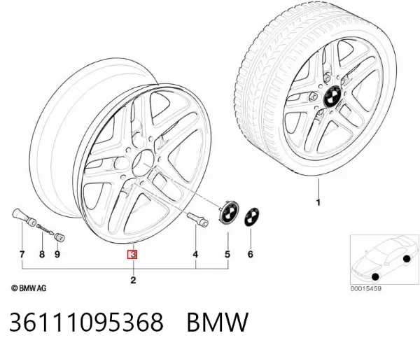 Discos de roda de aleação ligeira (de aleação ligeira, de titânio) 36111095368 BMW