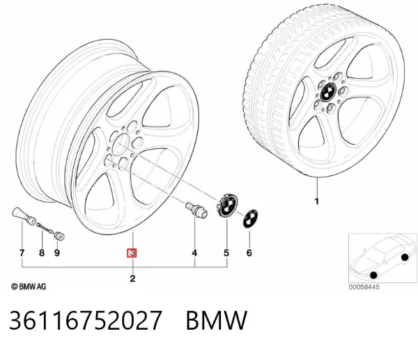 Discos de roda de aleação ligeira (de aleação ligeira, de titânio) 36116752027 BMW