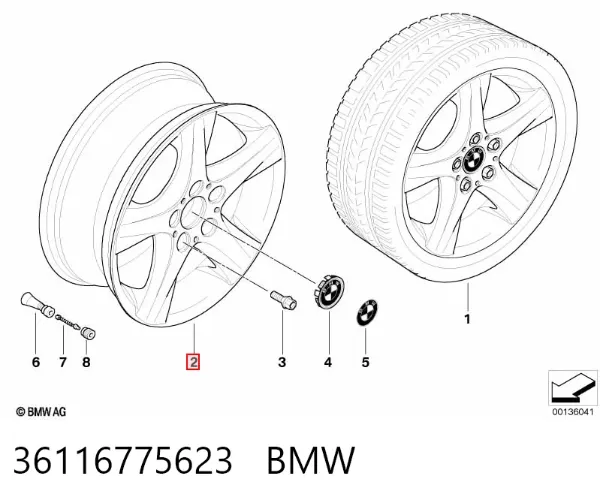 Discos de roda de aleação ligeira (de aleação ligeira, de titânio) 36116775623 BMW
