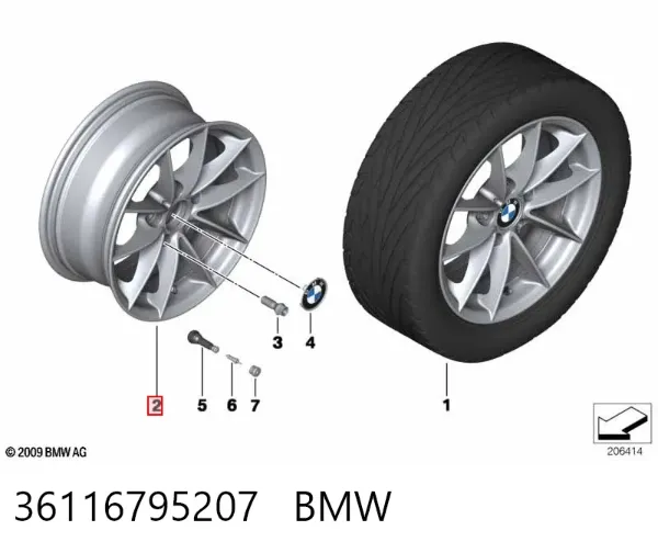 Discos de roda de aleação ligeira (de aleação ligeira, de titânio) 36116795207 BMW