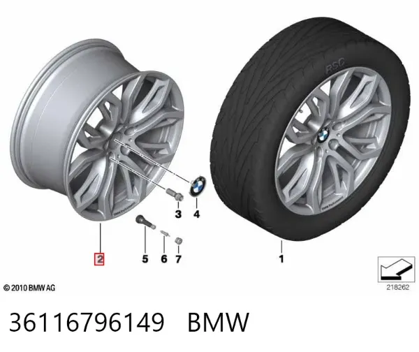 Discos de roda de aleação ligeira (de aleação ligeira, de titânio) 36116796149 BMW