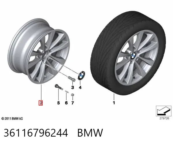 Discos de roda de aleação ligeira (de aleação ligeira, de titânio) 36116796244 BMW