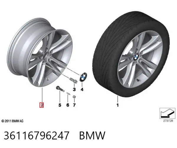 Discos de roda de aleação ligeira (de aleação ligeira, de titânio) 36116796247 BMW