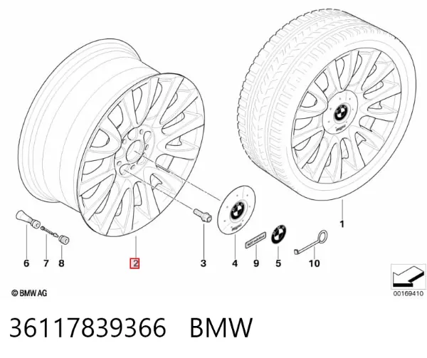 Discos de roda de aleação ligeira (de aleação ligeira, de titânio) 36117839366 BMW