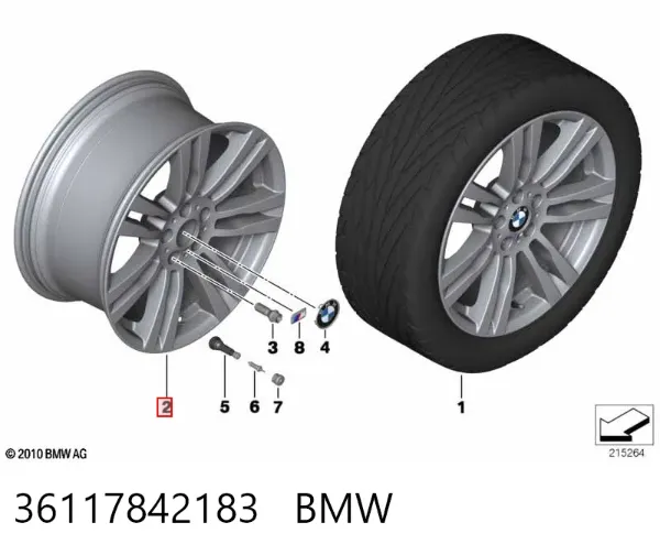 Discos de roda de aleação ligeira (de aleação ligeira, de titânio) 36117842183 BMW