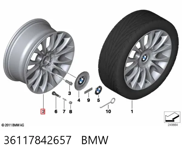 Discos de roda de aleação ligeira (de aleação ligeira, de titânio) 36117842657 BMW