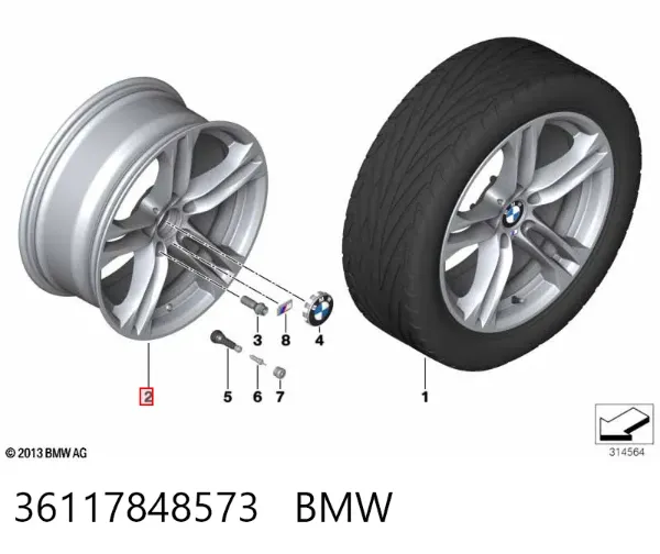 Discos de roda de aleação ligeira (de aleação ligeira, de titânio) 36117848573 BMW