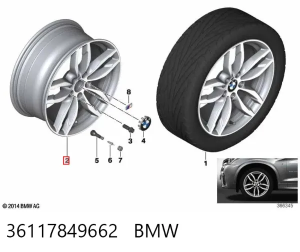 Discos de roda de aleação ligeira (de aleação ligeira, de titânio) 7849662 BMW