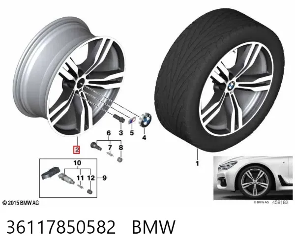 Discos de roda de aleação ligeira (de aleação ligeira, de titânio) 36117850582 BMW