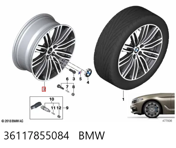 Discos de roda de aleação ligeira (de aleação ligeira, de titânio) 36117855084 BMW