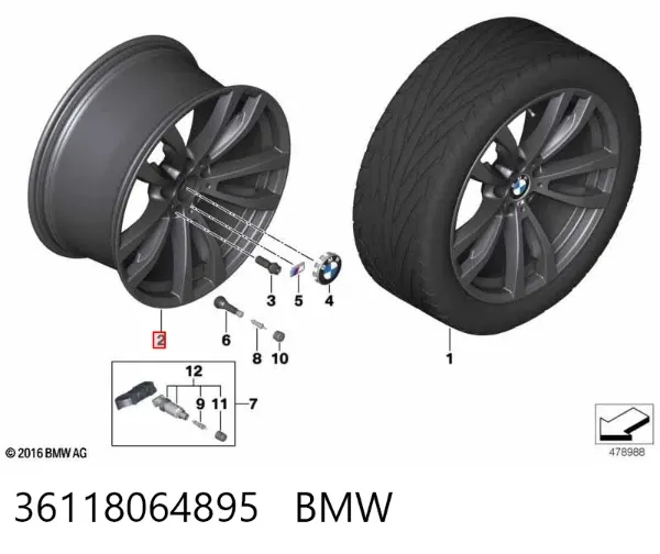 Discos de roda de aleação ligeira (de aleação ligeira, de titânio) 36118064895 BMW