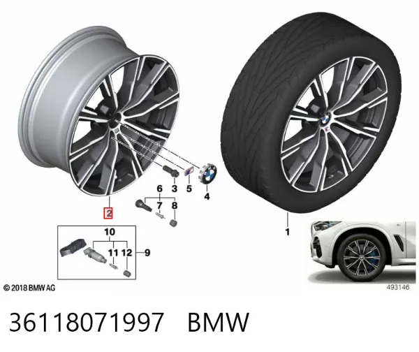 Discos de roda de aleação ligeira (de aleação ligeira, de titânio) 36118071997 BMW