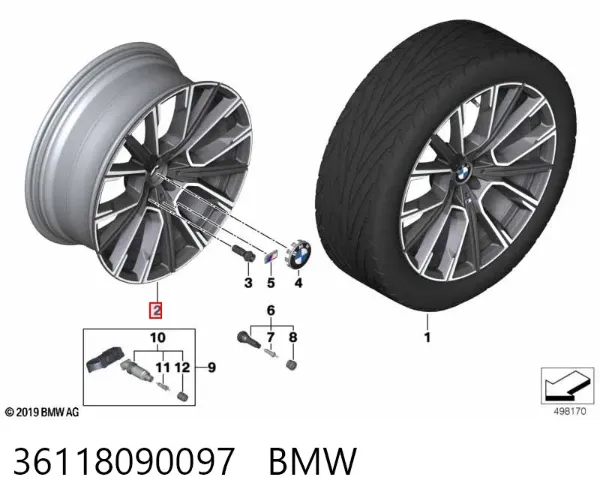 Discos de roda de aleação ligeira (de aleação ligeira, de titânio) 36118090097 BMW