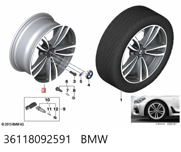 Discos de roda de aleação ligeira (de aleação ligeira, de titânio) 36118092591 BMW