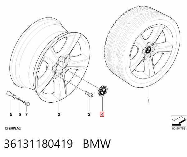 Coberta de disco de roda 36131180419 BMW