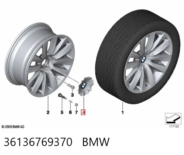 Coberta de disco de roda 36136769370 BMW