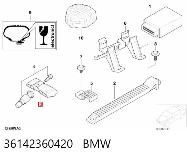 Sensor de pressão de ar nos pneus 36142360420 BMW
