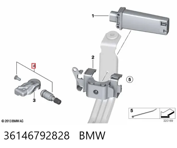 Sensor de pressão de ar nos pneus 36146792828 BMW