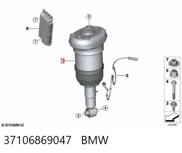 Amortecedor traseiro esquerdo 37106869047 BMW