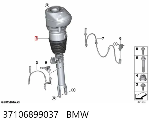 Amortecedor dianteiro esquerdo 37106899037 BMW