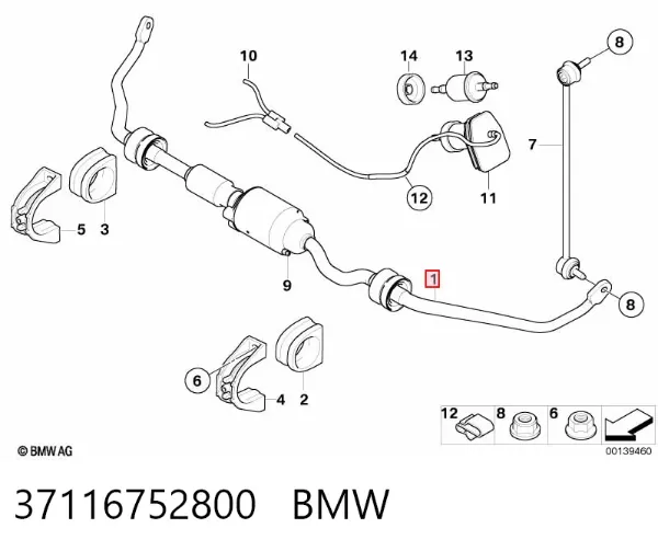 Estabilizador dianteiro 37116752800 BMW
