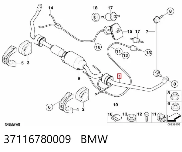 Estabilizador dianteiro 37116780009 BMW