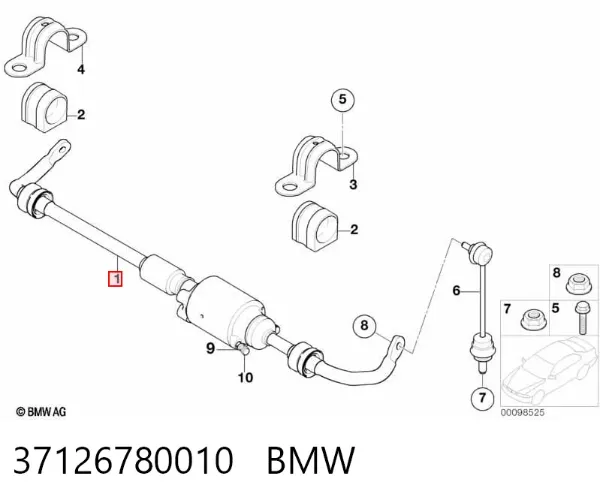 Estabilizador traseiro 37126780010 BMW