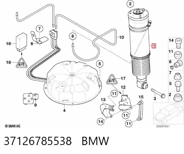 Amortecedor traseiro direito 37126785538 BMW