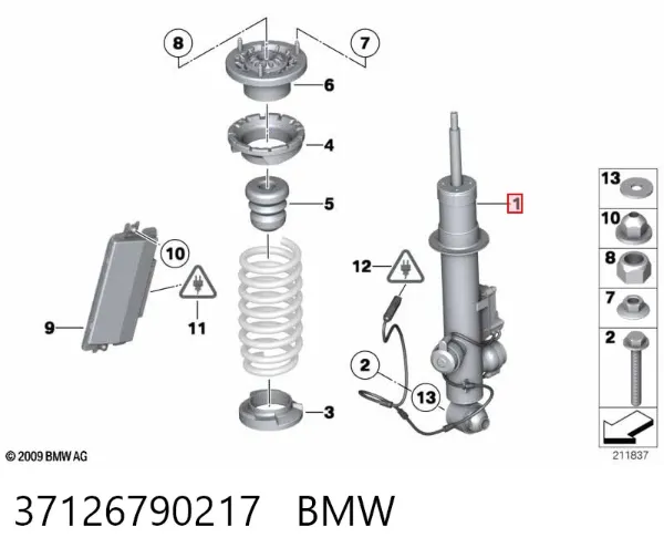 Amortecedor traseiro esquerdo 37126790217 BMW