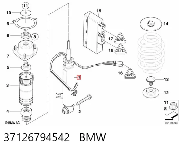 Amortecedor traseiro direito 37126794542 BMW