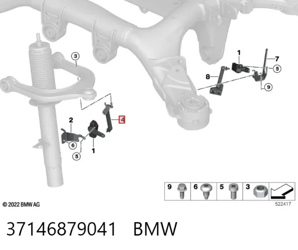Barra traseira esquerda de sensor do nível de posição de carroçaria 37146879041 BMW