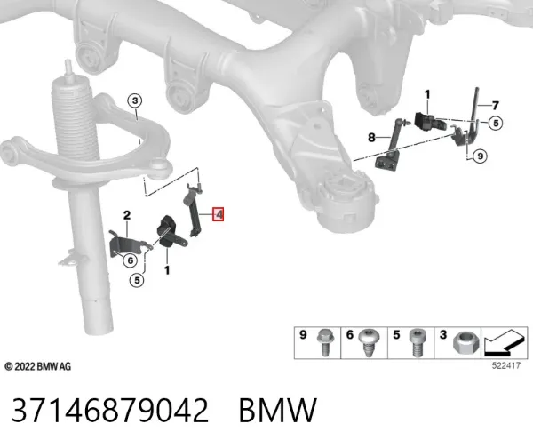 Barra dianteira de sensor do nível de posição de carroçaria 37146879042 BMW