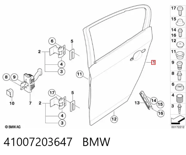 Porta traseira esquerda 41007203647 BMW