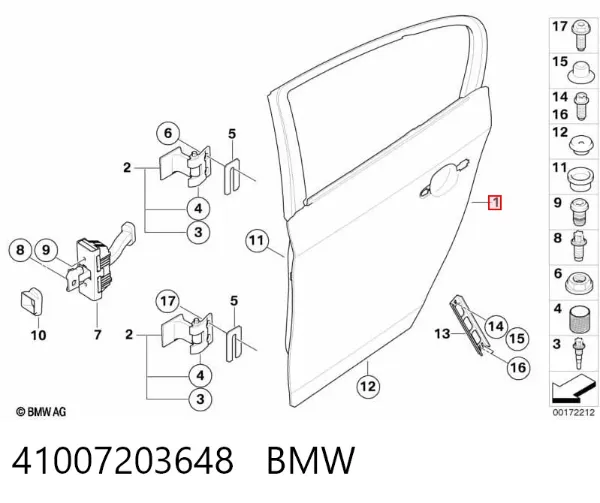 Porta traseira direita 41007203648 BMW
