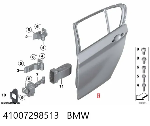 Porta traseira esquerda 41007298513 BMW