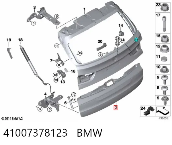 Porta traseira (3ª/5ª porta-malas (tampa de alcapão) 41007378123 BMW