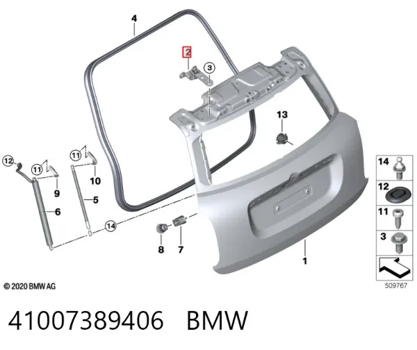 Gozno de tampa de porta-malas 41007389406 BMW