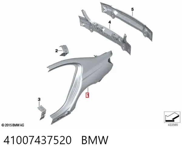 Pára-lama traseiro direito 41007437520 BMW